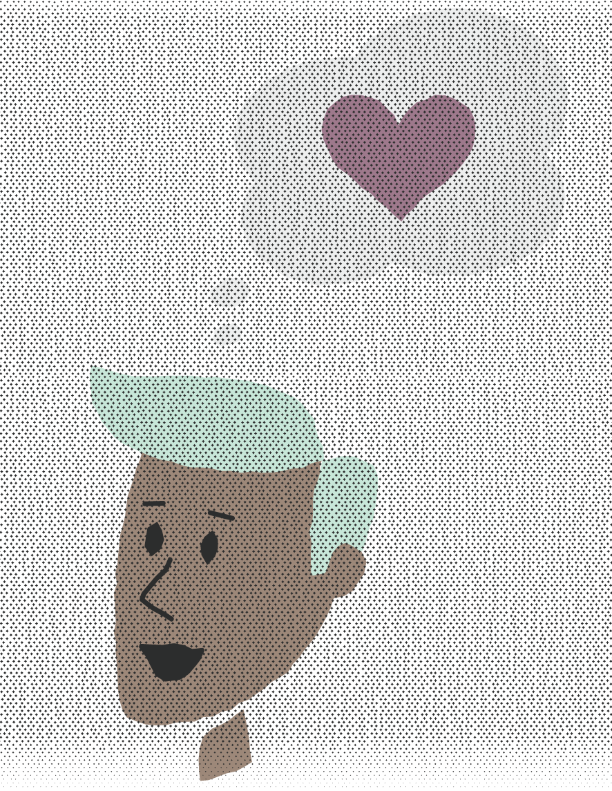 Customer with heart in thought bubble